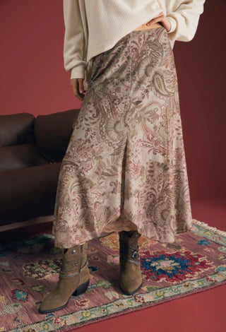 Taupe Paisley Skirt