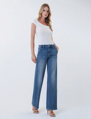 Alaina High Rise Trouser Denim