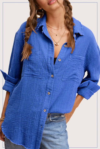 Royal Gauze Button Down
