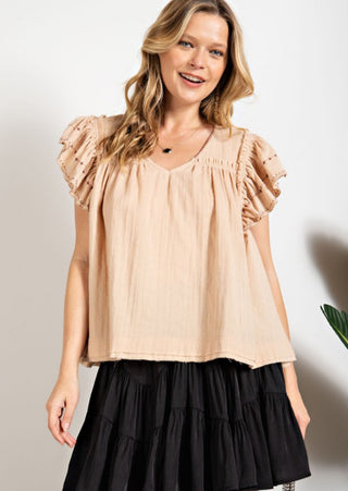 Embroidered Babydoll Top