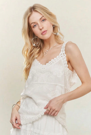 Embroidered Crochet Tank