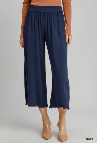 Navy Wide Leg Linen Pant