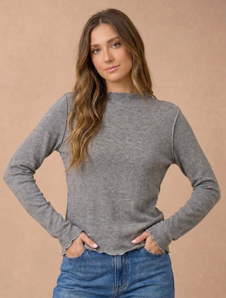 Heather Grey Knit Mock Neck