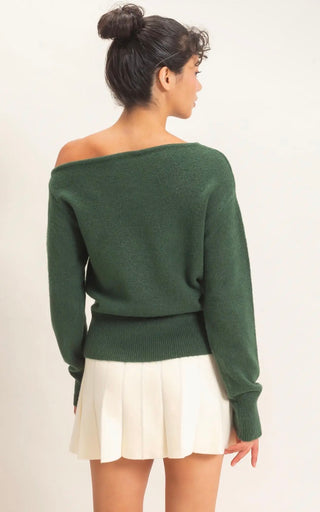 Green Off Shoulder Sweater
