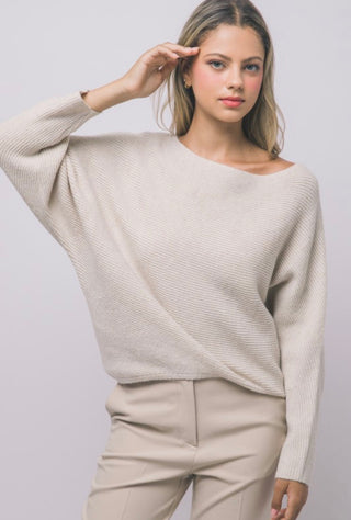 Oatmeal Ribbed Dolman Sweater