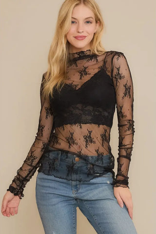 Black Lace Layer Top