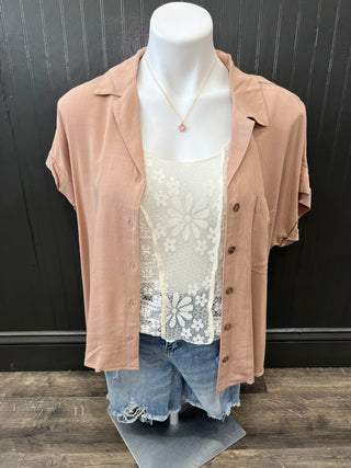 Taupe Button Blouse