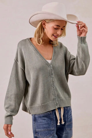 Vintage Wash Blue Cardigan