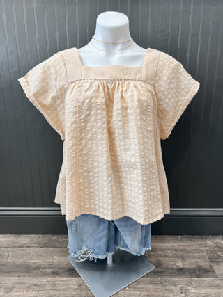 Khaki Gingham Babydoll Top