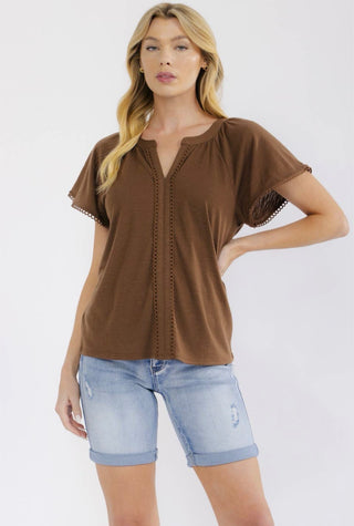 Coffee Scallop Blouse
