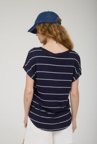Navy Stripe V-Neck