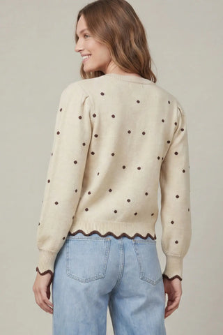 Polka Dot Scallop Cardigan