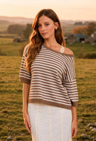 Mocha Stripe Sweater Top