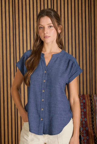 Dark Blue Button Blouse