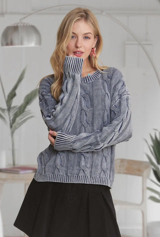Navy Mineral Wash Sweater