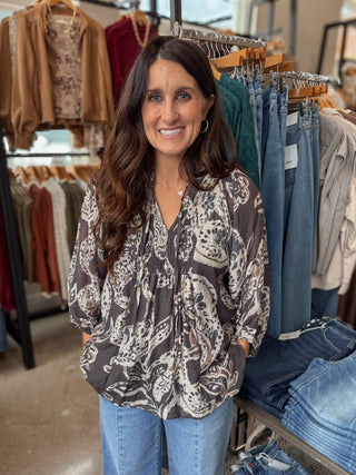 Grey Paisley Blouse
