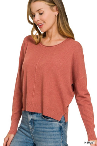 Heather Rust Center Seam Sweater