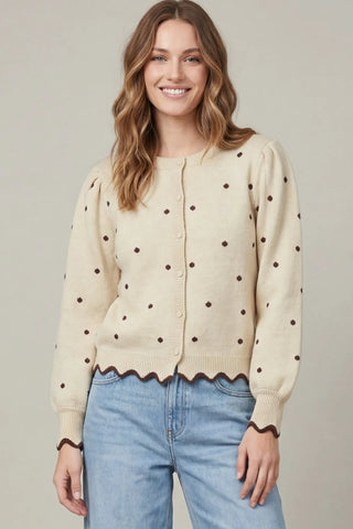 Polka Dot Scallop Cardigan