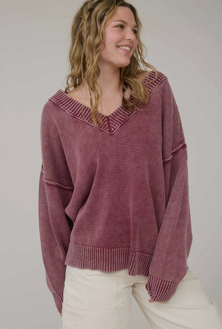 Mineral Washed Wine Sweater
