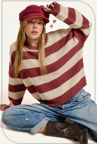 Wine Striped Sweater