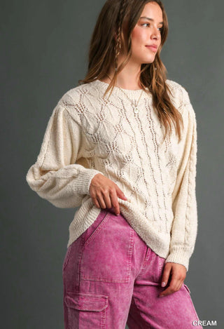 Cream Pointelle Sweater