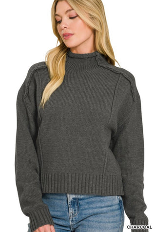 Charcoal Mock Neck Sweater