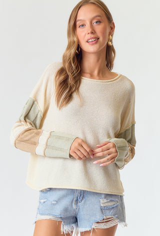 Raw Edge Colorblock Sweater