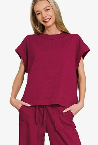 Cabernet Ribbed Soft Knit Top