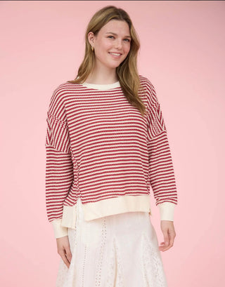 Red & Cream Stripe Pullover