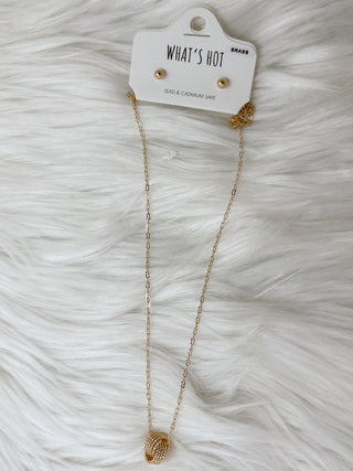 Gold Textured Knotted Charm Necklace