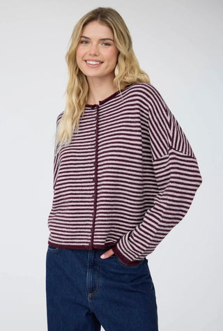 Wine Stripe Cardigan