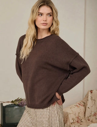 Chocolate Raw Edge Sweater