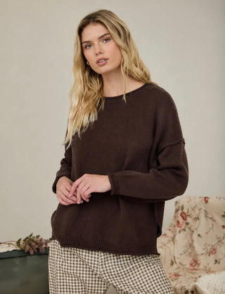 Chocolate Raw Edge Sweater