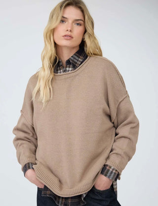 Mocha Raw Edge Sweater