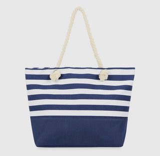 Navy Striped Beach Bag