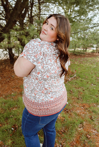 Curvy Ivory Floral Top