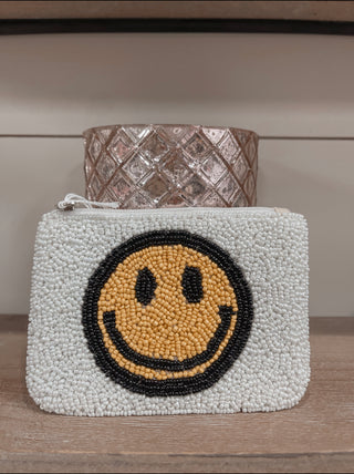 Smiley Face Beaded Coin Pouch